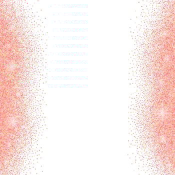 White background with rose gold glitter sparkles or confetti and space for text. vector