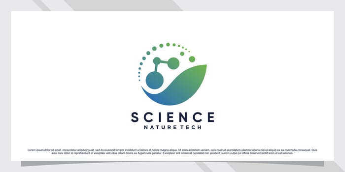 Science molecule logo design for technology with leaf and shape concept vector