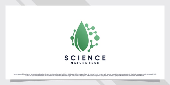Science molecule logo design for technology with leaf and shape concept vector