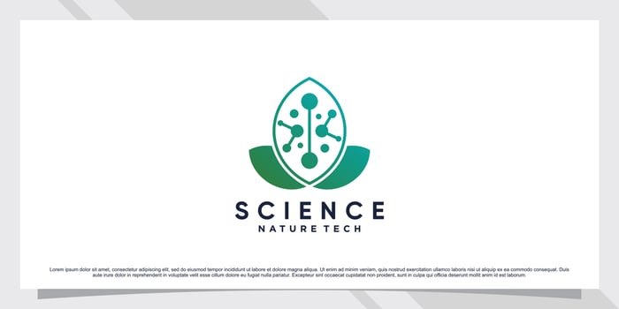 Science molecule logo design for technology with leaf and shape concept vector