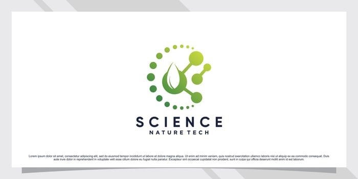 Science molecule logo design for technology with leaf and shape concept vector