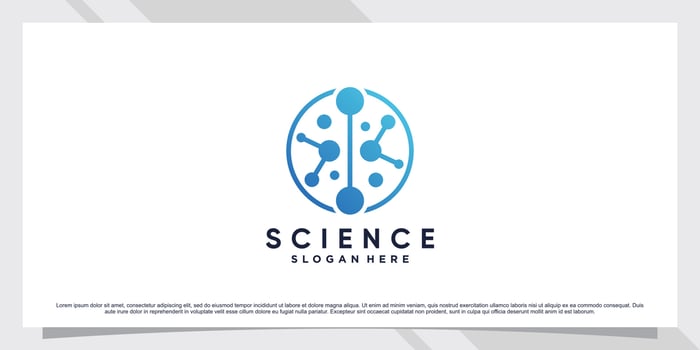Science molecule logo design for technology with dot concept vector