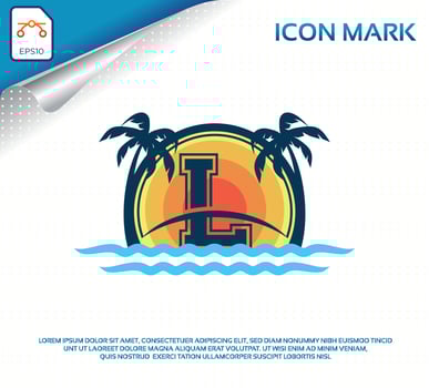 Beach logo with letter l premium vector
