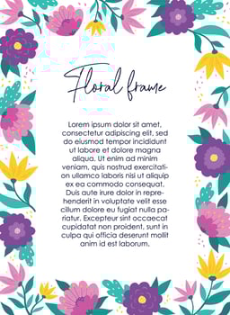 colorful floral frame template with copy space for invitations, banners, posters, prints, greeting cards, etc. EPS 10 vector
