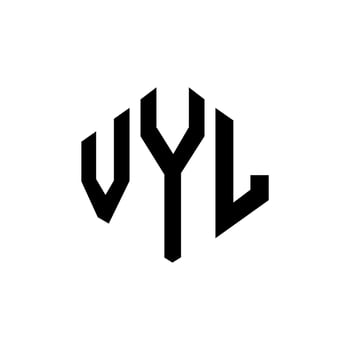 VYL letter logo design with polygon shape. VYL polygon and cube shape logo design. VYL hexagon vector logo template white and black colors. VYL monogram, business and real estate logo.