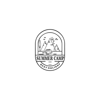 Retro summer camp badge graphic logo emblem design. adventure emblem, badge, design elements, logotype template. vector illustration