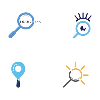 Logo search or discovery, logo search by combination, lab, moon, location, check, wave and sun. Logo with simple illustration editing. vector