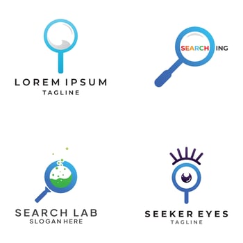 Logo search or discovery, logo search by combination, lab, moon, location, check, wave and sun. Logo with simple illustration editing. vector