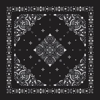 Bandanna print ornament black and white Premium Vector