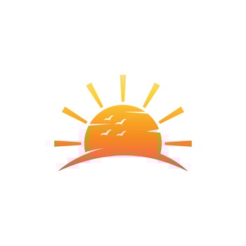 Ocean Sunset Logo Design Inspiration. isolated on white background vector