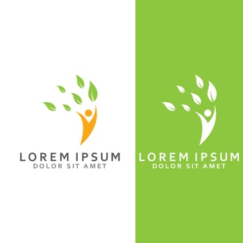 Human nature leaf logo. Leaf and human combination logo with template illustration vector concept.