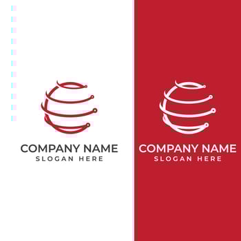 Modern digital tech world logo, global or tech planet, and digital tech protection. Logo with concept vector illustration template.