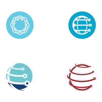 Modern digital tech world logo, global or tech planet, and digital tech protection. Logo with concept vector illustration template.