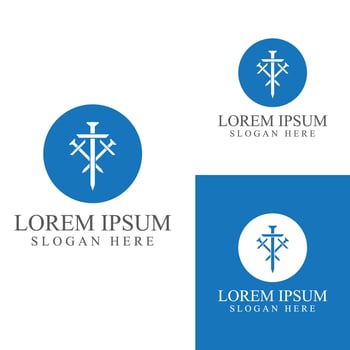 Sword, shield and king's sword logo. Logo design vector illustration template.