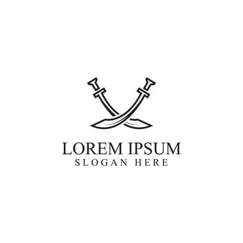 Sword, shield and king's sword logo. Logo design vector illustration template.