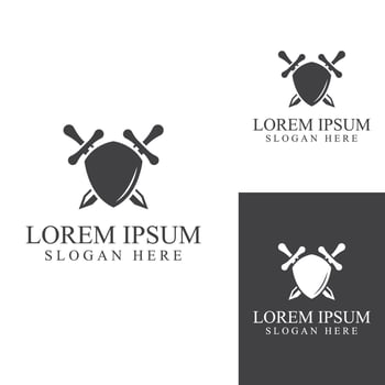 Sword, shield and king's sword logo. Logo design vector illustration template.