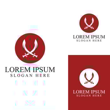 Sword, shield and king's sword logo. Logo design vector illustration template.