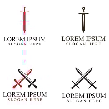 Sword, shield and king's sword logo. Logo design vector illustration template.