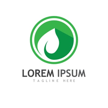 Green leaf logo. Vector design of gardens, plants and nature.