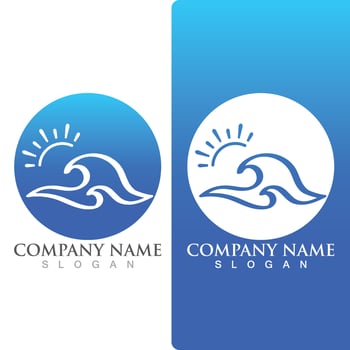 Wave beach logo ocean vector template