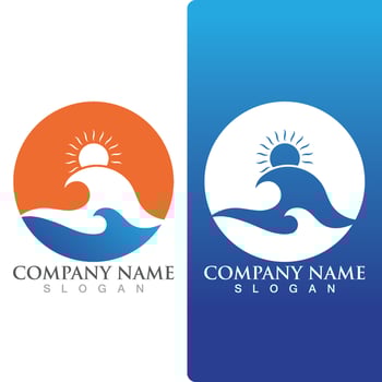 Wave beach logo ocean vector template