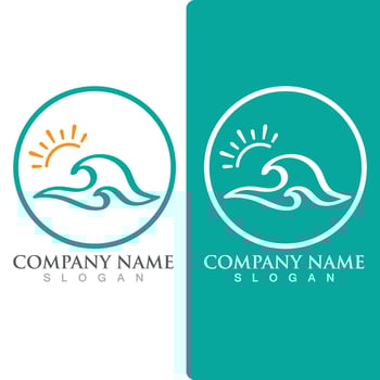 Wave beach logo ocean vector template
