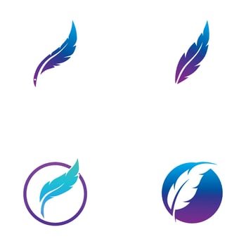 Feather logo, feather pen logo and law firm feather logo vector design.