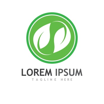 Green leaf logo. Vector design of gardens, plants and nature.