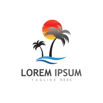 Palm tree summer logo template vector