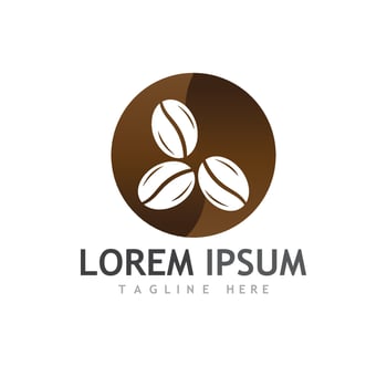 Coffee bean logo with natural cup and leaves. vector