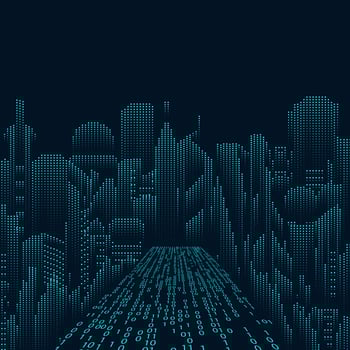 Binary Sci-fi City vector