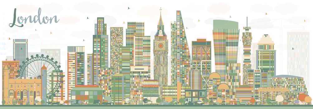Abstract London Skyline with Color Buildings. vector