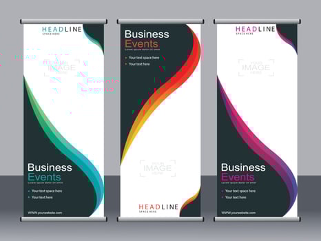 Business banner roll up set standee banner template. vector