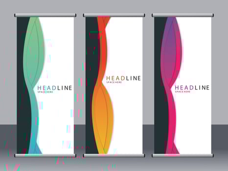 Business banner roll up set standee banner template. vector