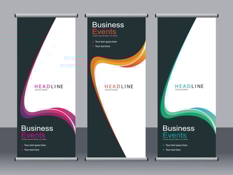 Business banner roll up set standee banner template. vector