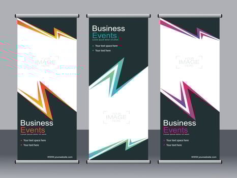 Business banner roll up set standee banner template. vector