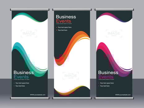 Business banner roll up set standee banner template. vector