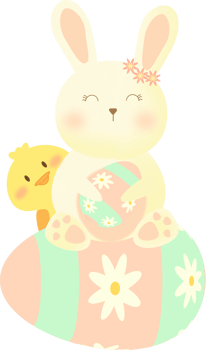 cute rabbit and easter eggs png
