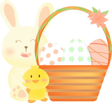 cute rabbit and easter eggs png
