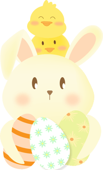 cute rabbit and easter eggs png