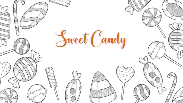 sweet candy set collection with hand drawn sketch for background banner template poster vector