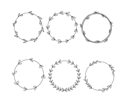 Hand Drawn Frame Floral Circle Illustrations vector
