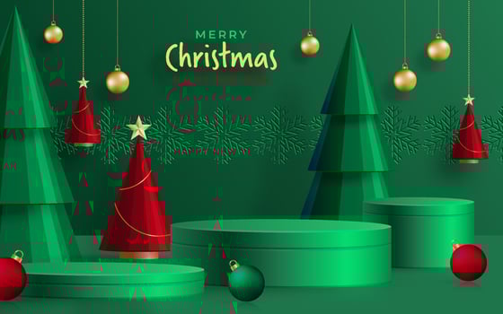 3d Podium round stage style, for Merry Christmas and happy new year vector