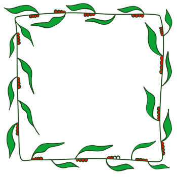 Hand drawn doodle color frame with plants and flowers png