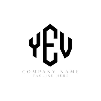 YEV letter logo design with polygon shape. YEV polygon and cube shape logo design. YEV hexagon vector logo template white and black colors. YEV monogram, business and real estate logo.