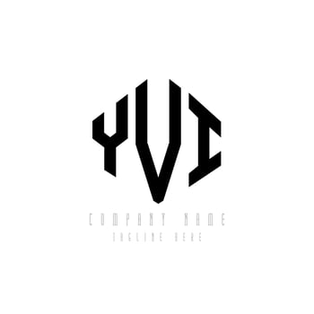 YVI letter logo design with polygon shape. YVI polygon and cube shape logo design. YVI hexagon vector logo template white and black colors. YVI monogram, business and real estate logo.