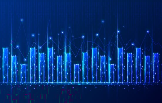 Vector tech polygonal blue background.