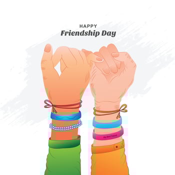 Beautiful card for friendship day with holding promise hand design vector