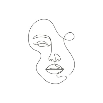 Beauty woman face one line drawing young girl continues line art portrait vector illustration