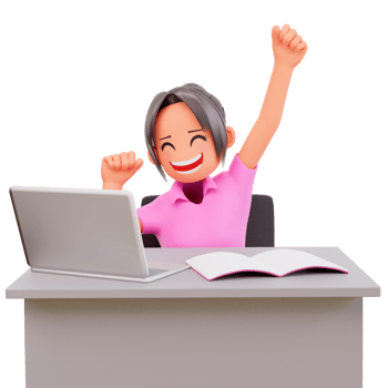 3d render Enthusiastic cute girl rejoicing from great news victory png